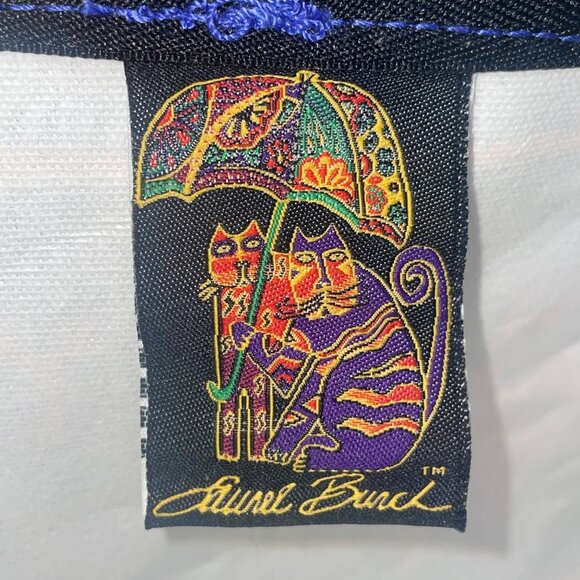 Laurel Burch Women’s Black Multicolor Cotton Cat Print Zipper Pouch Bag Sz S - Picture 5 of 10